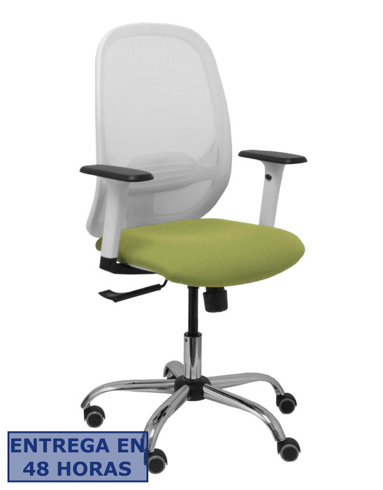 PIQUERAS Y CRESPO Silla Cilanco con Mecanismo Sincro, Malla Blanca y Asiento Verde Oliva PIQUERAS Y CRESPO Silla Cilanco con Mecanismo Sincro, Malla Blanca y Asiento Verde Oliva