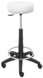 Taburete Tolosa con mecanismo Giratorio tapizada con Tela color No aplica y malla color Blanco. Equipado con Base poliamida negra, Sin brazos y Ruedas de nailon 50 mm