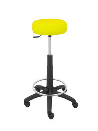 Taburete Tolosa con mecanismo Giratorio tapizada con Tela color No aplica y malla color Amarillo. Equipado con Base poliamida negra, Sin brazos y Ruedas de nailon 50 mm