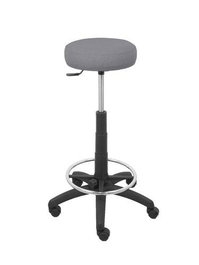 Taburete Tolosa con mecanismo Giratorio tapizada con Tela color No aplica y malla color Gris. Equipado con Base poliamida negra, Sin brazos y Ruedas de nailon 50 mm