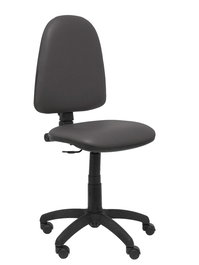 Silla de oficina Aýna con mecanismo Contacto permanente básico tapizada con Similpiel color Gris oscuro. Equipada con Base poliamida negra, Sin brazos y Ruedas de nailon 50 mm