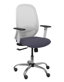 PIQUERAS Y CRESPO Silla Cilanco con mecanismo Sincro, Malla Blanca y Asiento Gris Oscuro