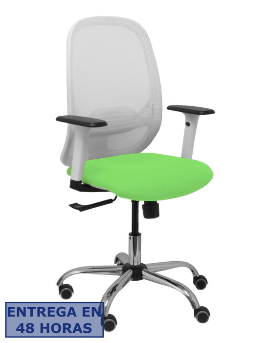 PIQUERAS Y CRESPO Silla Cilanco con Mecanismo Sincro, Malla Blanca y Asiento Pistacho