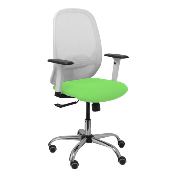 PIQUERAS Y CRESPO Silla Cilanco con Mecanismo Sincro, Malla Blanca y Asiento Pistacho