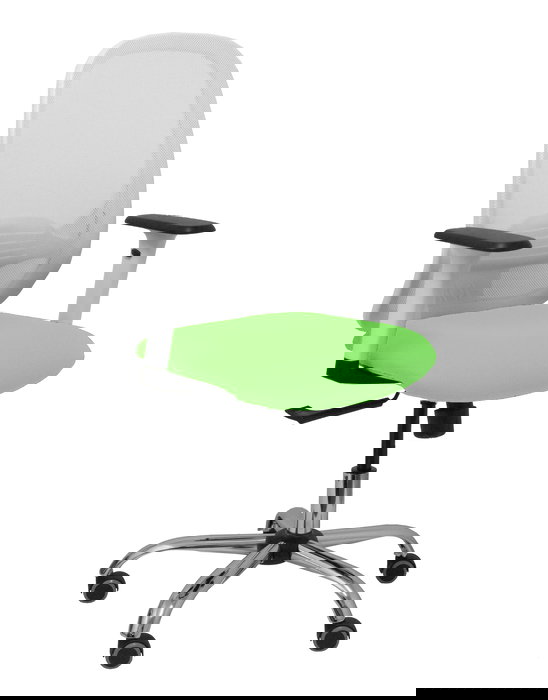 Silla de oficina Cilanco con mecanismo Sincro tapizada con Tela color Pistacho y malla color Blanco. Equipada con lumbar 1D, Brazos 1D y Ruedas de parqué Silla de oficina Cilanco con mecanismo Sincro tapizada con Tela color Pistacho y malla color Blanco. Equipada con lumbar 1D, Brazos 1D y Ruedas de parqué