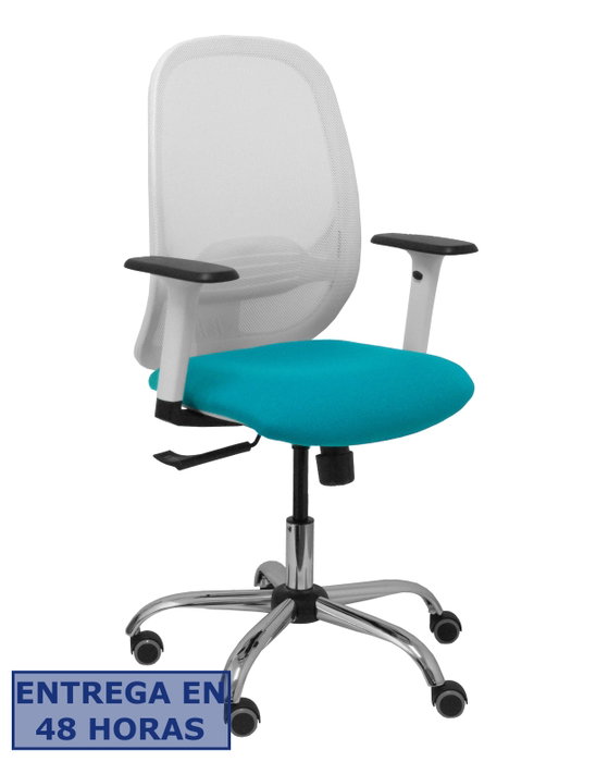 PIQUERAS Y CRESPO Silla Cilanco con Mecanismo Sincro, Malla Blanca y Asiento Turquesa