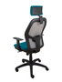 Silla de oficina Jorquera con mecanismo Sincro tapizada con Tela color Verde petróleo y malla color Gris. Equipada con lumbar 1D, Brazos 1D, Cabecero 2D y Ruedas de nailon 50 mm