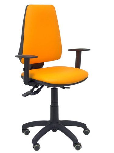 PIQUERAS Y CRESPO Silla Elche asincro similpiel naranja con brazo regulable y ruedas de parque PIQUERAS Y CRESPO Silla Elche asincro similpiel naranja con brazo regulable y ruedas de parque