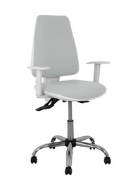 PIQUERAS Y CRESPO Silla Elche con mecanismo asíncrono, tela Gris claro y brazos blancos