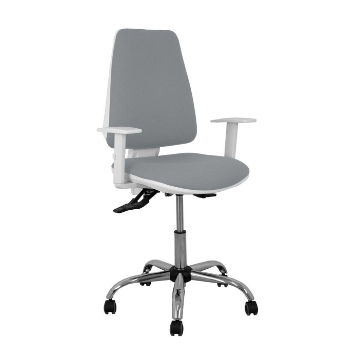 PIQUERAS Y CRESPO Silla Elche con mecanismo asíncrono, tapicería gris y brazos blancos PIQUERAS Y CRESPO Silla Elche con mecanismo asíncrono, tapicería gris y brazos blancos