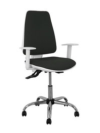 PIQUERAS Y CRESPO Silla Elche con Mecanismo Asincro, Tela Negra y Brazos Blancos