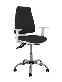 PIQUERAS Y CRESPO Silla Elche con Mecanismo Asincro, Tela Negra y Brazos Blancos