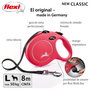 Flexi New Classic Correa Extensible de Cinta Roja de 8m para hasta 50kg