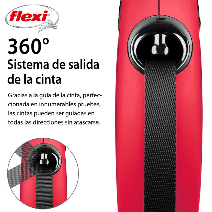 Flexi New Classic Correa Extensible de Cinta Roja de 8m para hasta 50kg Flexi New Classic Correa Extensible de Cinta Roja de 8m para hasta 50kg