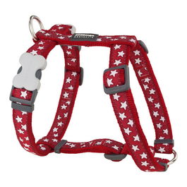 Red Dingo Arnés para Perro RD Style Estrella Blanco y Rojo 15mm Cuello 30-48cm Cuerpo 36-54cm Nylon Alta Calidad