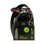 Flexi Correa de Cinta 5m con Cinta Verde Contrastada 50kg, Ampliable con Multi Box y Compatible con Iluminación LED Negro