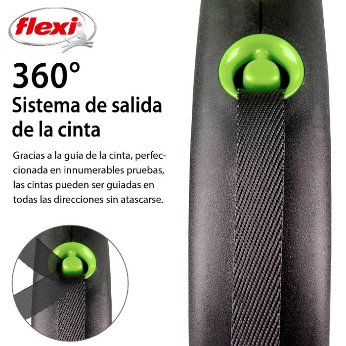 Flexi FLEXI BLACK DESIGN Correa extensible de cinta 5m Verde L Flexi FLEXI BLACK DESIGN Correa extensible de cinta 5m Verde L