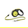 Flexi Correa de Seguridad para Perro Neon Amarillo 5 m, S hasta 12 kg con Reflejos 150 m - New Neon