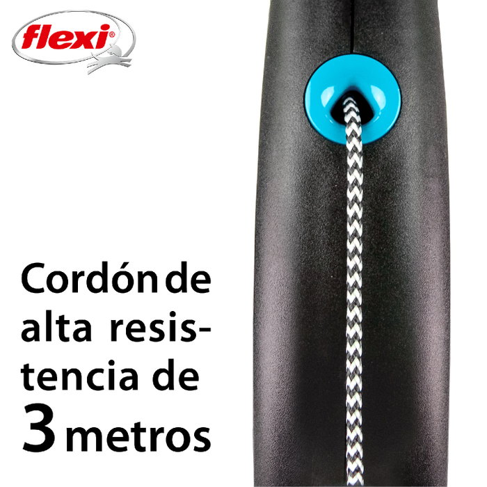 Flexi Black Design Correa Extensible de Cordón 3m Azul XS hasta 8kg