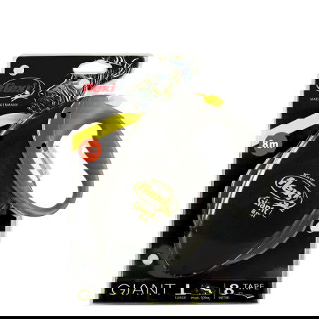 Flexi Giant Cinta Correa Retráctil para Perros Grandes Amarillo 8 m hasta 50 kg, Asa Blanda y Robusta para Paseos Largos