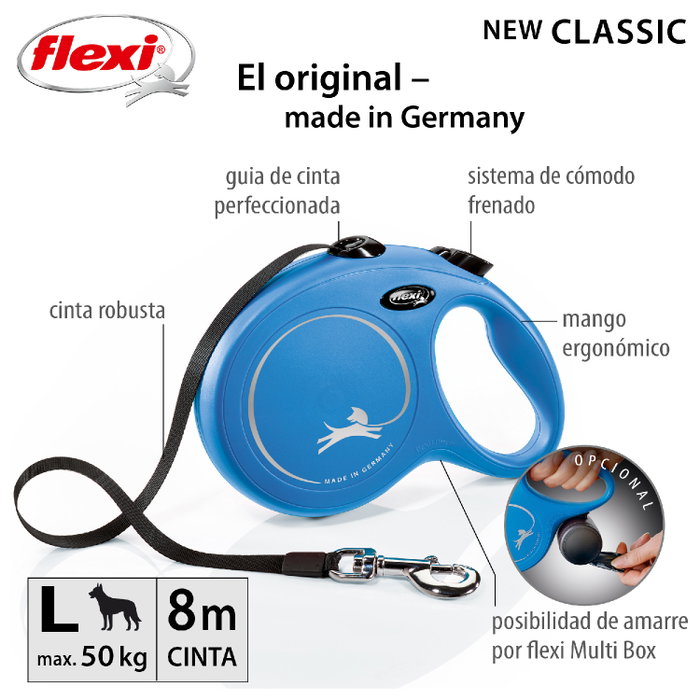 Flexi Classic Correa Extensible de Cinta 8m Azul L (hasta 50kg) Flexi Classic Correa Extensible de Cinta 8m Azul L (hasta 50kg)