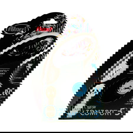 Flexi Comfort - Correa de Paseo Cinta Negro 5 M 25 kg con Sistema de Iluminación LED y Multi Box, Mejor Control