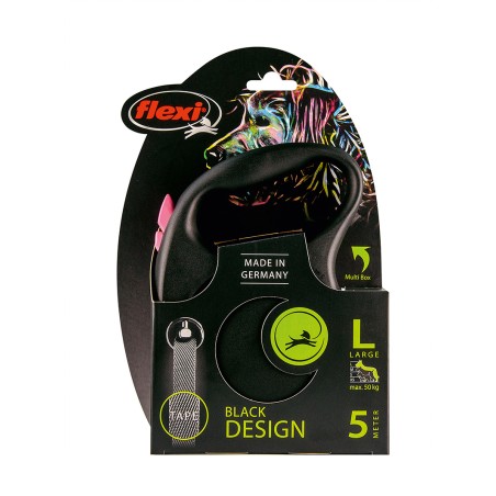 Flexi Cinta de Correa Flexi-Black 5 M L 50 kg, Multi Color, Sistema Guía Antiatasco, Ampliable con Multi Box y Luces LED Flexi Cinta de Correa Flexi-Black 5 M L 50 kg, Multi Color, Sistema Guía Antiatasco, Ampliable con Multi Box y Luces LED