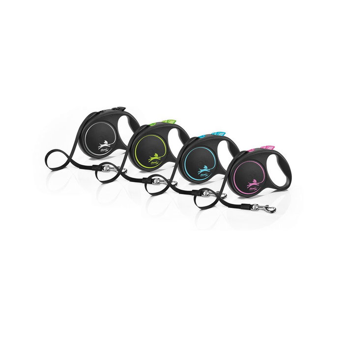 Flexi Black Design Rosa con Cinta de 5m Talla L hasta 50kg