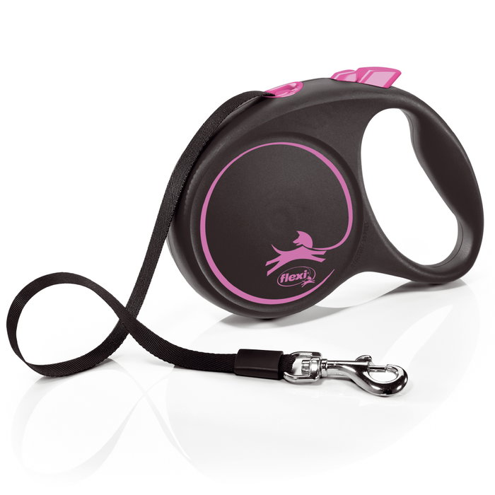 Flexi Black Design Rosa con Cinta de 5m Talla L hasta 50kg