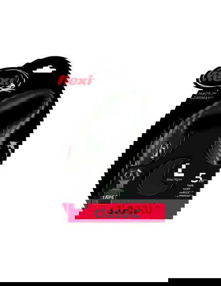 Flexi Classic Cinta Extensible para Perro, Ergonomico, Negro 5 m L, 50 kg, con Multi Box y Sistema LED, Fabricado en Alemania