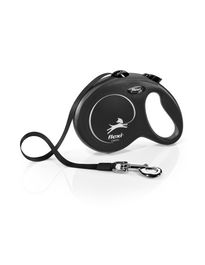 Flexi Classic Cinta Extensible para Perro, Ergonomico, Negro 5 m L, 50 kg, con Multi Box y Sistema LED, Fabricado en Alemania