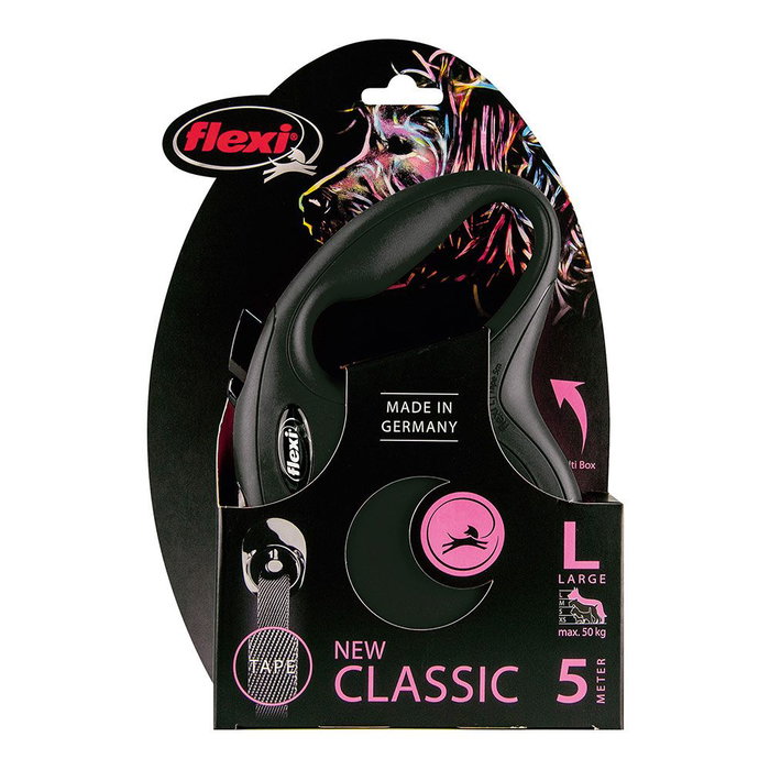 Flexi Correa extensible classic negra, cinta 5 m, L