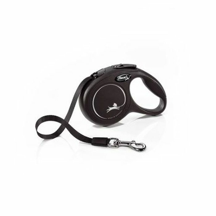 Flexi Correa extensible classic negra, cinta 5 m, L