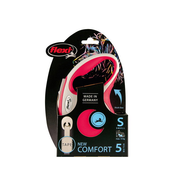 Flexi New Confort Correa Extensible de Cinta, 5m, Rojo, hasta 15kg Flexi New Confort Correa Extensible de Cinta, 5m, Rojo, hasta 15kg