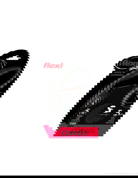 Flexi Classic - Cinta Extensible para Pasear Perros, Negro, 5 m, Resistencia 15 kg, Diseño Ergonómico, Made in Germany