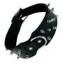 Gloria Collar de Piel Negra con 3 Filas de Pinchos 65cm
