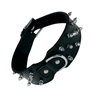 Gloria Collar de Piel Negra con 3 Filas de Pinchos 65cm