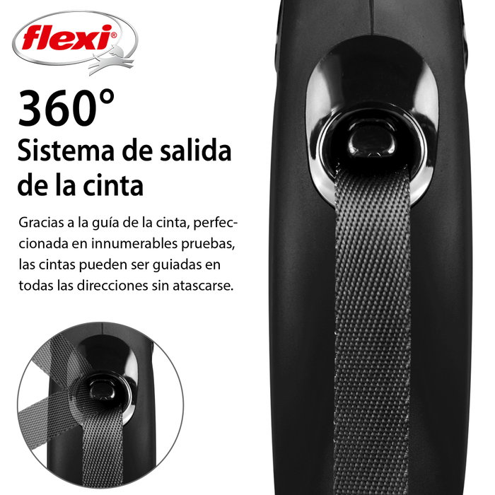 Flexi Classic Correa Extensible de Cinta 3m XS Negro hasta 12kg Flexi Classic Correa Extensible de Cinta 3m XS Negro hasta 12kg