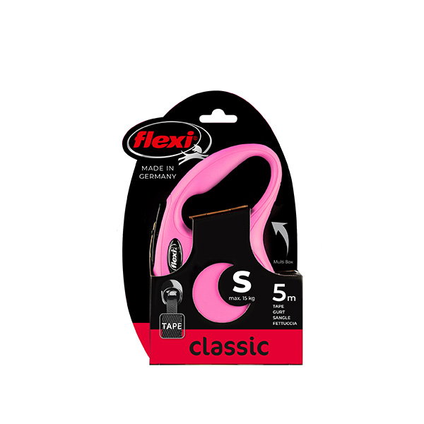 Flexi New Classic Rosa con Cinta de 5m, Talla S Flexi New Classic Rosa con Cinta de 5m, Talla S