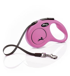 Flexi New Classic Correa Extensible de Cinta Rosa, 5m, Talla S