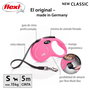Flexi New Classic Correa Extensible de Cinta Rosa, 5m, Talla S