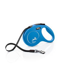 Flexi Classic Cinta de Paseo Azul 5 m para Perros de hasta 25 kg, Extensión Perfeccionada, Diseño Ergonómico, Hecho en Alemania