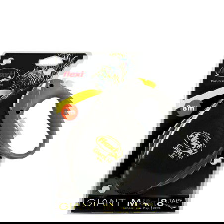 Flexi Giant - Cinta Extensible para Perros Grandes 8 m, Amarillo, Soporta 25 kg, Asa Blanda, Fácil de Usar Flexi Giant - Cinta Extensible para Perros Grandes 8 m, Amarillo, Soporta 25 kg, Asa Blanda, Fácil de Usar