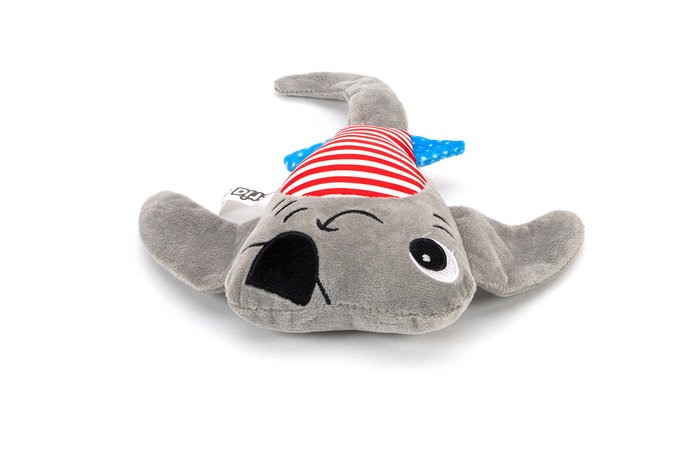 Gloria Peluche Ryan para Perro, Manta-Raya Pirata Blandita con Sonido Squeaker para Cachorros y Perros Medianos Gris