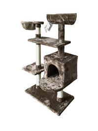 Gloria Jarama Árbol Rascador para Gatos Marrón Claro, Centro de Juego con Varias Alturas, Hamacas y Túnel, Ideal para Múltiples Gatos, 2 Pisos