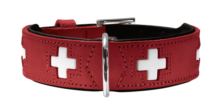 Hunter Collar Suizo 41-49 cm Rojo-Negro Clásico de Cuero Blando y Cómodo con Doble Costura Hunter Collar Suizo 41-49 cm Rojo-Negro Clásico de Cuero Blando y Cómodo con Doble Costura