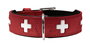 Hunter Collar Suizo 41-49 cm Rojo-Negro Clásico de Cuero Blando y Cómodo con Doble Costura