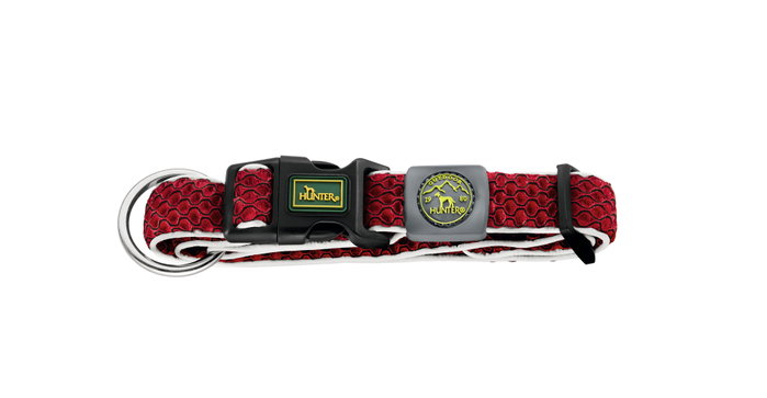 Hunter Collar Hilo Vario Plus XL para Perro Cuello 45-70 cm Rojo Transpirable y Refrescante