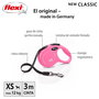 Flexi New Classic Correa Extensible de Cinta Rosa 3m XS hasta 12kg