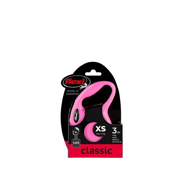 Flexi New Classic Correa Extensible de Cinta Rosa, 3m, XS